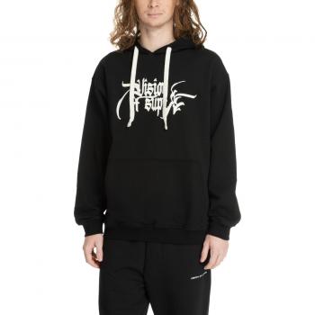 Angel Statue Patterned Black Hoodie for Men - Size XL