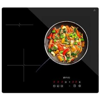 Placa Vitrocerámica EVVO V60 de 3 Fuegos, 5.700W, Bloqueo Infantil, 9 Niveles de Potencia, Control Táctil y Apagado Automático