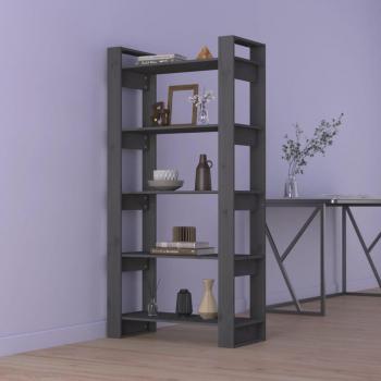 Librería/partición gris 80x35x160 cm madera maciza