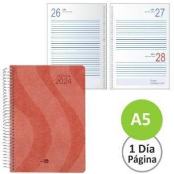 Agenda espiral Syros 2024 día por página color rojo