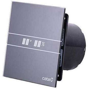 Cata, Extractor baño, Modelo E-100 GT BK, Extractor de baño Serie Timer, Extractores de aire, Extractor de baño silencioso, Color Cristal negro, Temporizador Eléctrico