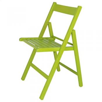 Silla Plegable BAS Wengue de Madera de Haya - Diseño Moderno - Verde - L:43 x F:47 x H:79 Cm - Ligera para Exterior, Jardín o Terraza - Sillón con