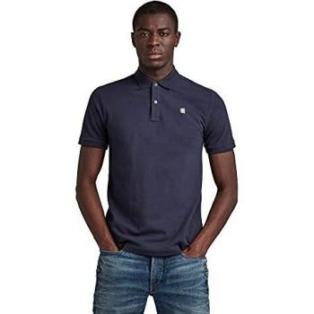 G-Star Dunda Slim Fit Short Sleeve Polo Shirt in Sartho Blue, Organic Cotton, Sustainable