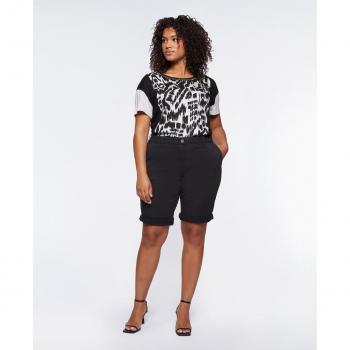 Pantalones cortos de Algodón Fiorella Rubino - Bermuda de mujer con bolsillos americanos y doblez en la parte inferior