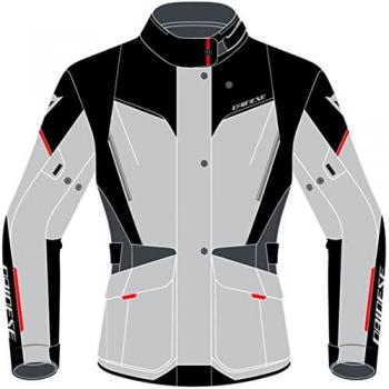Chaqueta textil de motocicleta Dainese Tempest 3 D-Dry para damas - Negro Gris Rojo (38)