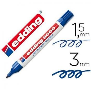 Edding - Rotulador marcador permanente 3000 azul -punta redonda 3 mm