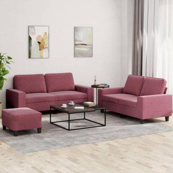 Conjunto de sofás 3 piezas de tela rojo vino