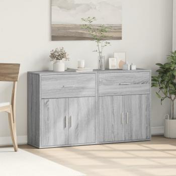 Aparador de madera multicapa gris Sonoma 60x31x70 cm