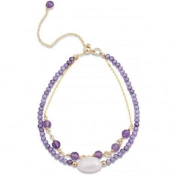Pulsera Luxenter Ekhao de aleación de metal y circonita amatista acabado baño oro 18K