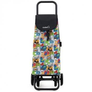 Carro de Compra Garmol 218G5 TBO C-828 con Bolsa Trasera, 4 Ruedas, Capacidad 55 Litros, Multicolor