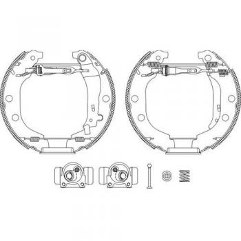 Kit de frenos HELLA 8DB 355 004-371 para disco de tambor con cilindro de rueda y elemento de ajuste, compatible con PEUGEOT 406 Berline y 406 Break