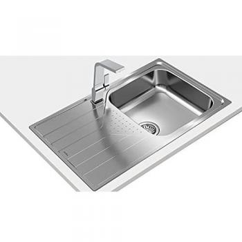 TEKA | Fregadero Encastrado Universe | 1 Cubeta | Escurridor a la Izquierda | Acero inoxidable | 50 x 86 x 19,5 cm