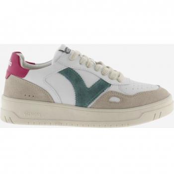 Victoria - Zapatillas Basket C80 para Mujer con Logotipo y Detalles en Contraste de Piel Multicolor Fucsia