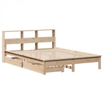Cama con estantería sin colchón 120x200cm Madera maciza de pino