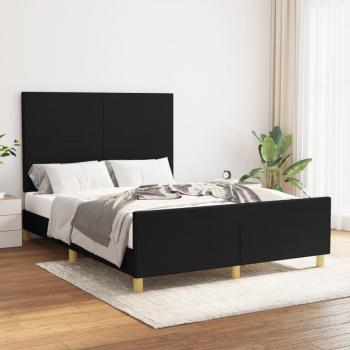 Cama solar sin colchón 140x190 cm con estructura y cabecero de tela negra vidaXL
