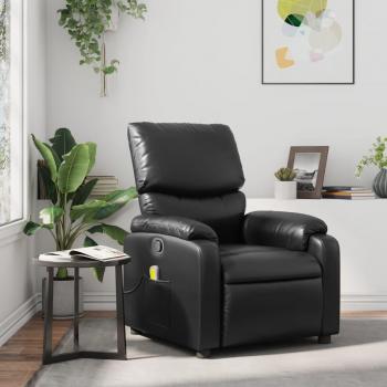 Sillón de masaje reclinable de cuero sintético en color negro, crema y marrón - Sillón cómodo para dormitorio, silla relax y sofá