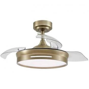 Ventilador de Techo FABRILAMP Micenas Cuero 48W con Control Remoto, 6 Velocidades y Luz LED Integrada 4800 Lm (3000-4000-6000K)