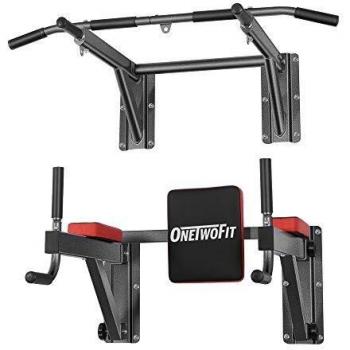 OneTwoFit Barra para Dominadas de Múltiples Funciones de Montaje en la Pared Juego de Estación de Entrenamiento Estación de Dominadas en Casa Entrenamiento Equipo para Entrenamiento, Carga150kg OT076G