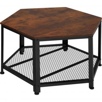 Mesa de centro Norwich 86,5 x 75 x 46,5 cm - Tableros de MDF veteado con revestimiento protector de melamina, Estructura de acero estable y firme con recubrimiento en polvo, Est