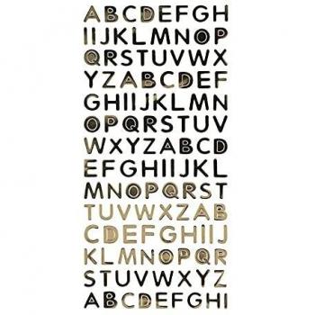 Pegatinas Abecedario PVC Oro - Letras Mayúsculas 1 cm