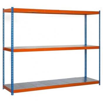 Estantería Metálica de Almacenaje SimonRack, 1500x1500x600 mm, 3 Baldas, Soporta 600 kg de Punto Flexión por balda, Colores Azul/Naranja/Galva