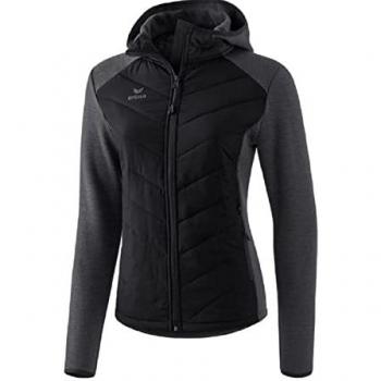Erima Women's Quilted Jacket with Hood - Black - Size 36