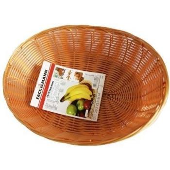 Fackelmann Cesta Multiusos de Polietileno para servir Pan, Fruta y Alimentos, 28X22X6Cm, Color Mimbre natural, Apta para limpieza en Lavavajillas,1 ud.