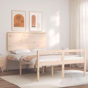 Cama para Ancianos con Cabecera Doble Pequeña de Madera Maciza