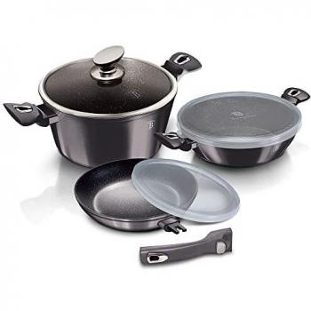 Berlinger Haus Carbon Pro Batería Cocina Inducción 6 Piezas, Antiadherente Ecológico sin PFOA, Aluminio