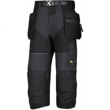 Pantalones Pirata de Trabajo Snickers Workwear 6905 FlexiWork con Bolsillos Flotantes en Gris Acero-Negro Talla 54