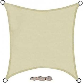 EUGAD Toldos y Velas para Patio, 3x3m HDPE 200 g/m² Exteriores, Jardín, Balcón Protección Rayos UV, Resistente y Transpirable, protección Color Crema 0214ZYF