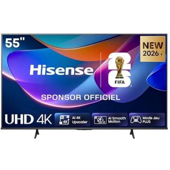 Televisor LED Hisense 55A6S 55 UHD 4K Smart TV con HDR10+, Dolby Vision, Control por Voz y Modo Juego Plus