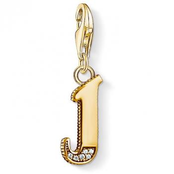 Colgante charm letra J de plata con baño de oro de 18K