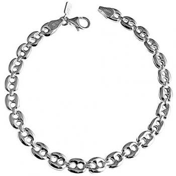 Pulsera de Plata de Ley 925 con Eslabón Calabrote Pequeño y Cierre Mosquetón - 19cm