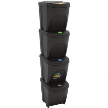 vidaXL Stackable Garbage Bin Boxes 4 pcs Grey 100 L Polypropylene