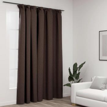 Cortina Opaca Look de Lino con Ganchos 290x245 cm Color Amarillo, Azul, Beige y Gris Taupe