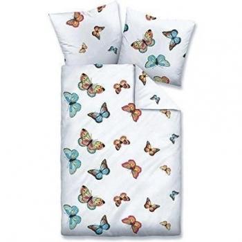 Biberna de funda de edredón de cama con diseño de mariposas 22930-001, 100 % algodón, 135 x 200 cm + 80 x 80 cm