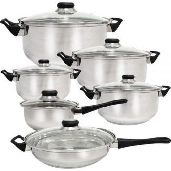 Batería de Cocina Inducción Genova Quttin - 12 Piezas Acero Inoxidable, Duradera y Resistente