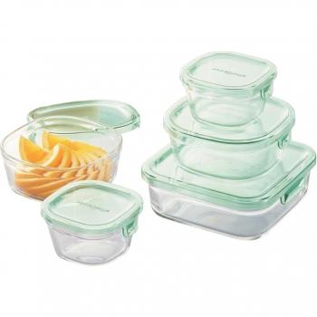 Recipientes de vidrio resistentes al calor iwaki, color verde, juego de 5 piezas, aptos para microondas