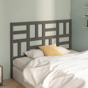 Cabecero para cama de madera maciza de pino gris 126x4x104 cm
