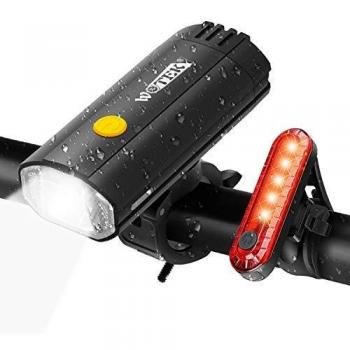 WOTEK 2 in 1 Luces para Bicicleta LED Impermeable, Power Bank 4000mAh Luces Bicicleta Delantera y Trasera Recargable USB, Super Lluminación 4 Modos Luz Bici para Ciclismo Carretera y Montaña