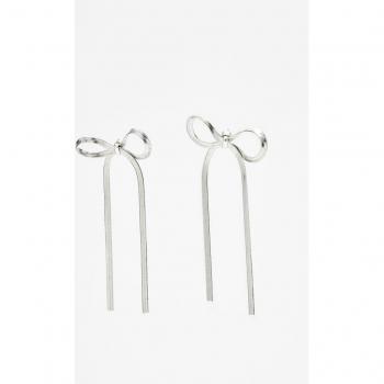 Stradivarius Grey Bow Earrings OS