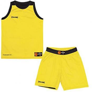 Spalding Conjunto Double Face de Baloncesto para Niños (Camiseta Amarilla y Pantalón Corto)