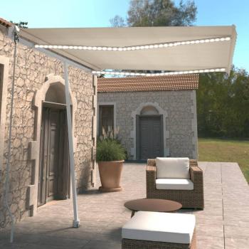 Toldo automático Día y Noche con LED sensor de viento color crema 300x250cm
