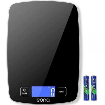 Amazon Brand - Eono Balanza digital de cocina, ideal para cocinar, preparar repostería, dietas, graduación de precisión de 1 g, capacidad máxima 10 kg