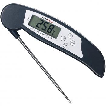 Termómetro de Cocina Digital Bonsenkitchen, Termómetro de Carne de lectura instantánea para asados, barbacoas y bebidas líquidas con calefacción, gran pantalla LCD digital, negro