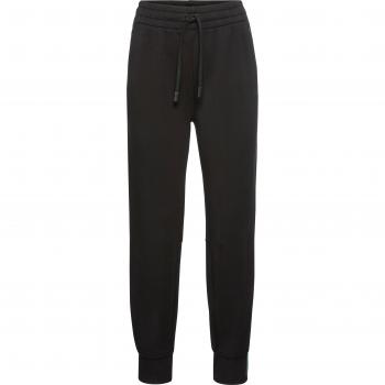 Pantalón largo en piqué de doble capa negro Lacoste para mujer con logo negro y verde, talla 42