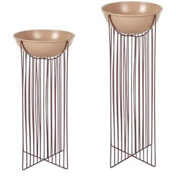 Conjunto de 2 soportes para macetas redondas de metal rosa 55/45 cm Ficaria