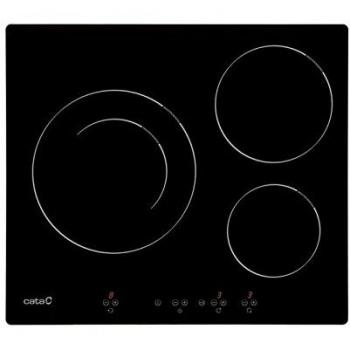 Cata | Placa de inducción | Modelo IB 6203 BK | Placa de inducción con 3 Zonas De Cocción | 59 cm de ancho | 9 niveles de potencia regulables + Booster | Acabado en color Negro