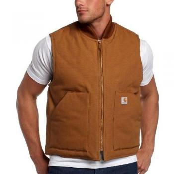 Carhartt Men's Arctic Insulated Nylon Lined Duck Shell Vest Jacket - Brown - Size 2XL